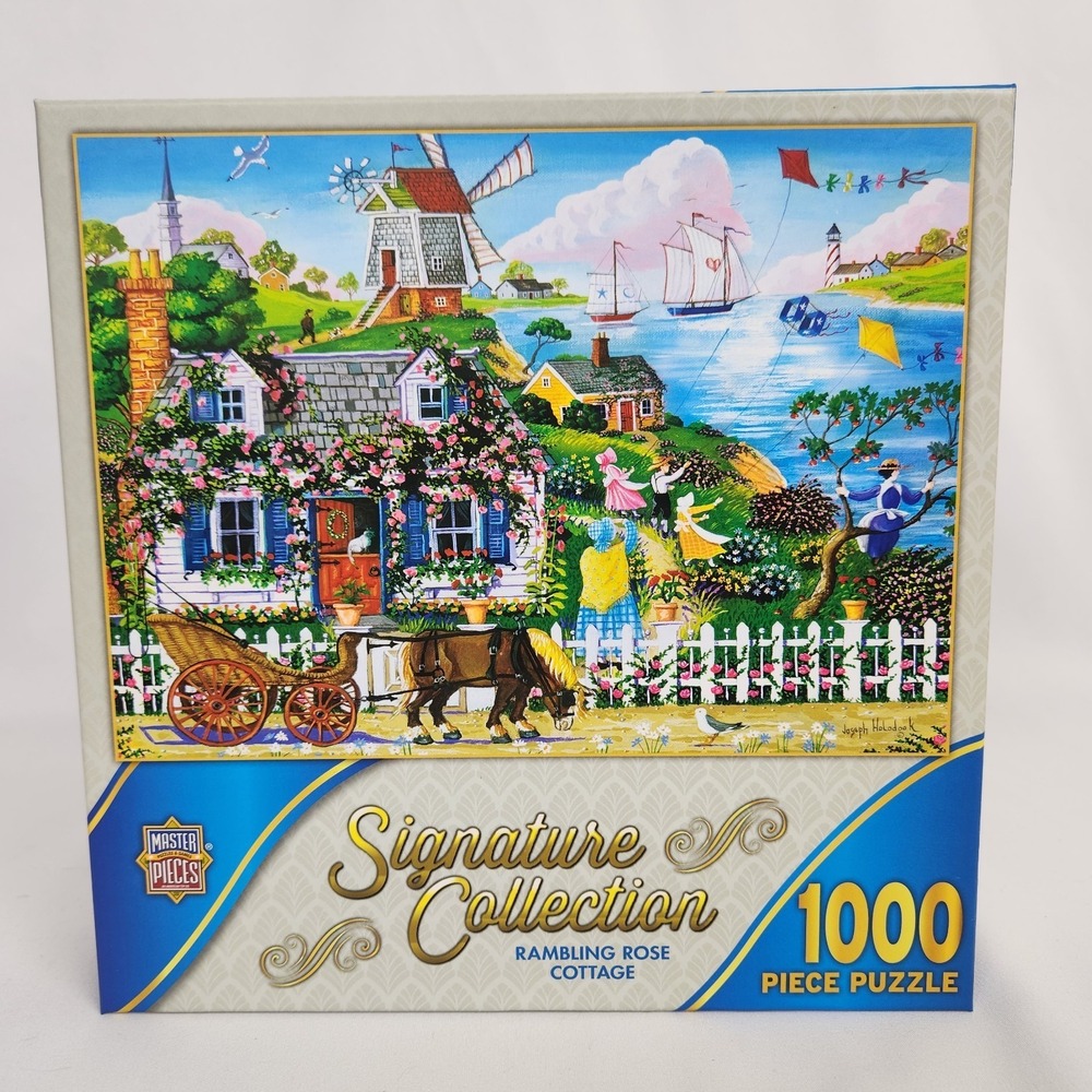 MasterPieces‎ Rambling Rose Cottage 1000 Piece Puzzle By Joseph Holodook 24"x18"